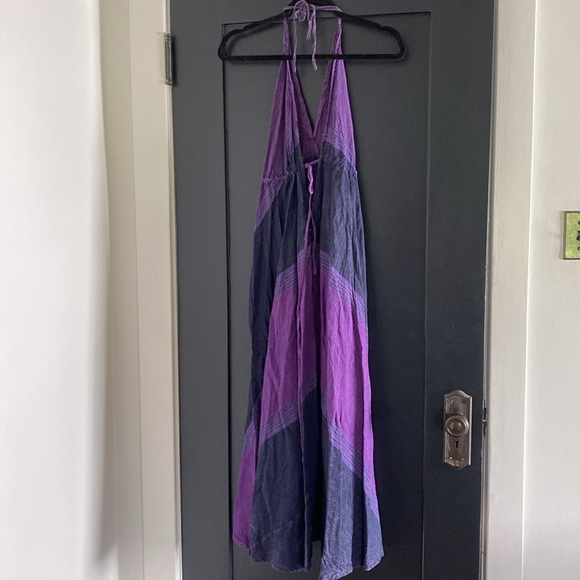 Women’s Purple Halter Flowy Maxi Cover Up Dress Sz M - Picture 4 of 5
